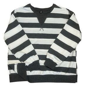 SHEIN Gray and White Striped Sweatshirt